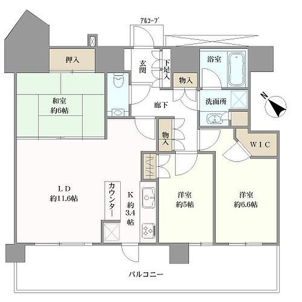 横浜シティタワー馬車道(3LDK) 20階の間取り図