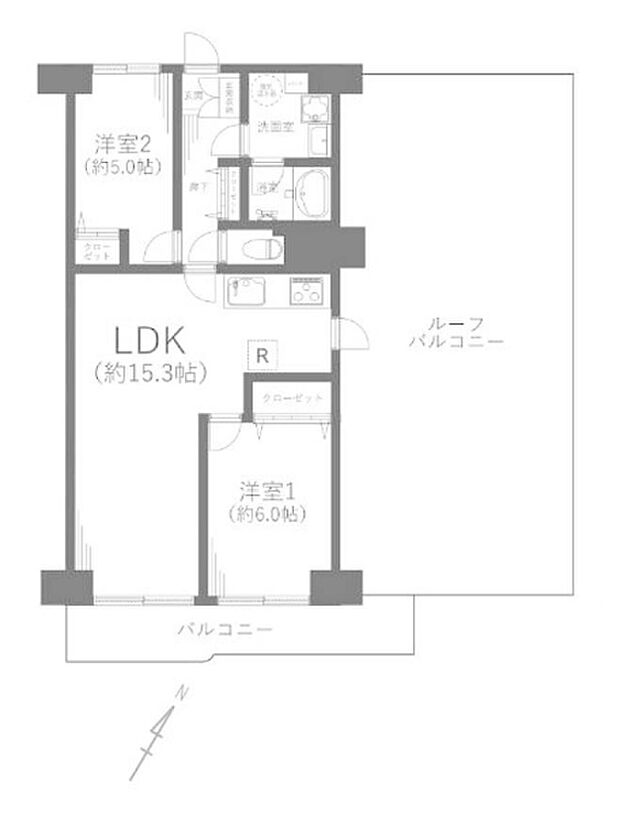 相模台サンハイツ(2LDK) 6階の間取り図