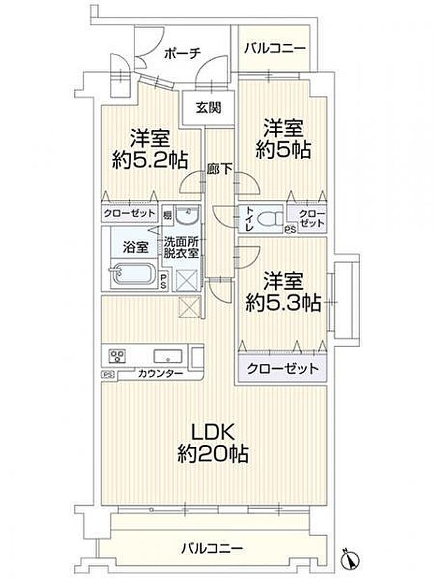 グローバル南草津(3LDK) 7階/703の内観