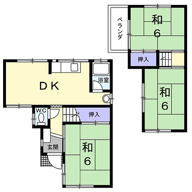 ＪＲ阪和線 六十谷駅まで 徒歩6分(3DK)の内観