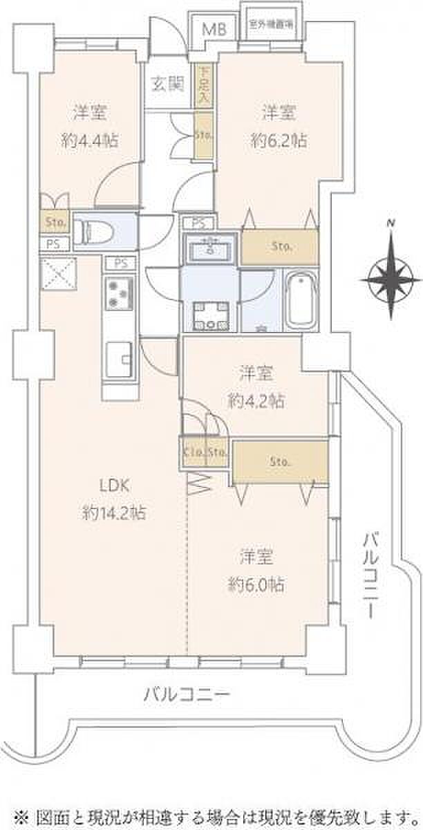 コンセールタワー所沢(4LDK) 21階の間取り図
