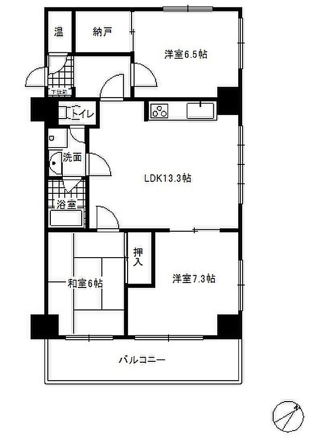 ニューライフ浜松(3LDK) 2階の間取り図