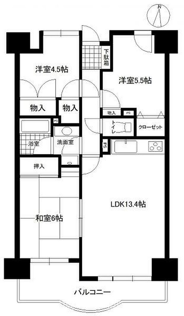 ケントパレス浜松(3LDK) 3階の間取り図