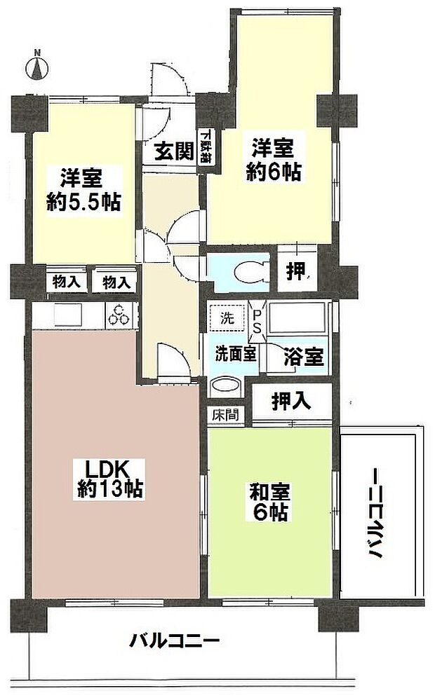 堀田サンハイツＡ棟(3LDK) 8階の内観
