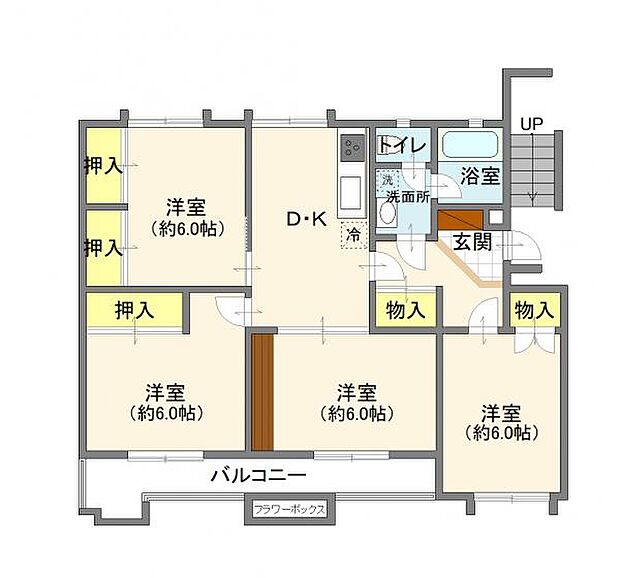 江戸川台小田急ハイツ　9号棟(4DK) 2階の内観