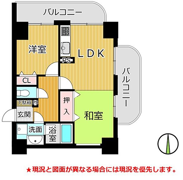 ライオンズマンション函館五稜郭公園(2DK) 7階の内観