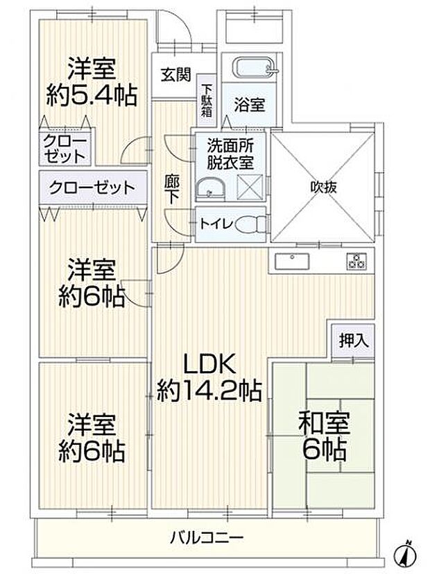 中川マンションB棟(4LDK) 4階の内観