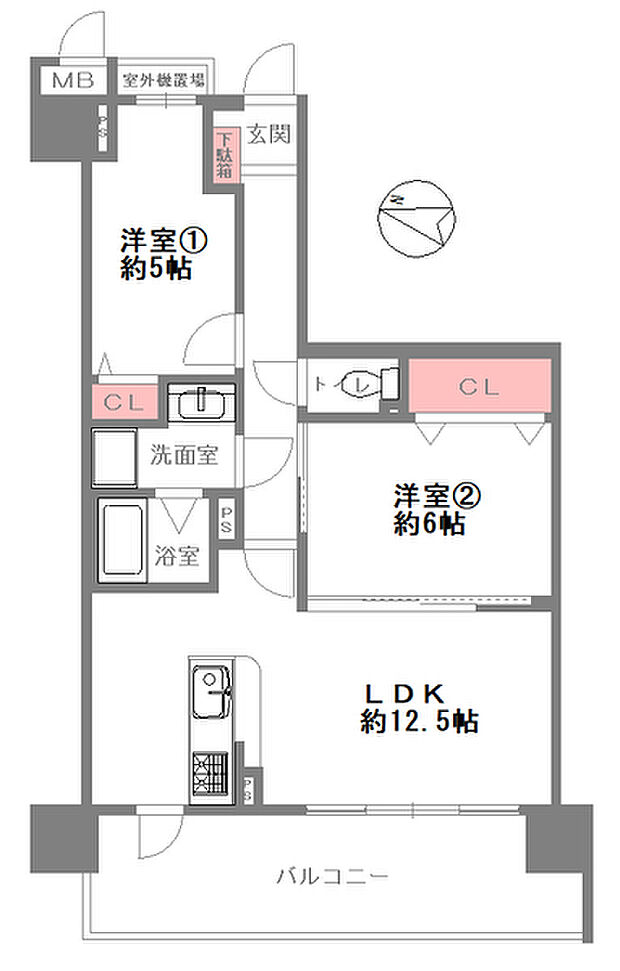 ソシエ北大阪 壱期棟(2LDK) 3階/307の間取り図