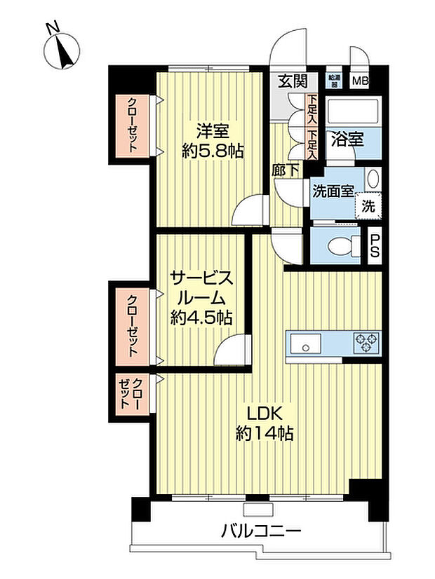 給田南住宅1号棟(1SLDK) 3階の間取り図