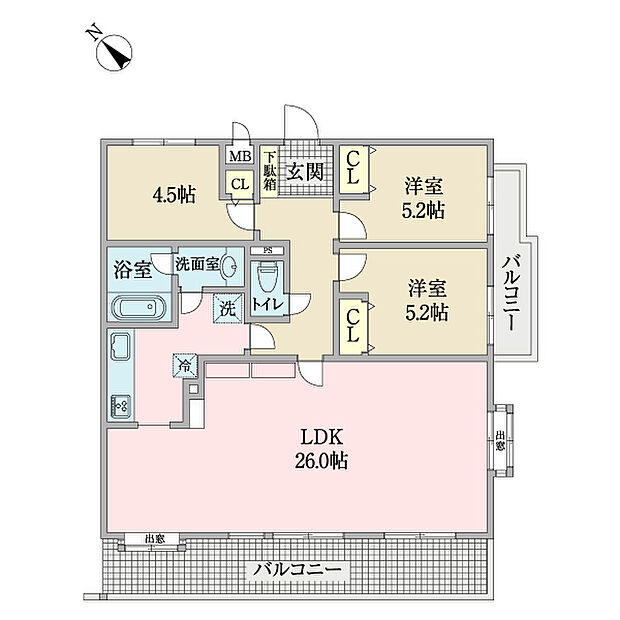 ライオンズマンション越谷大沢(2SLDK) 3階/306の間取り図