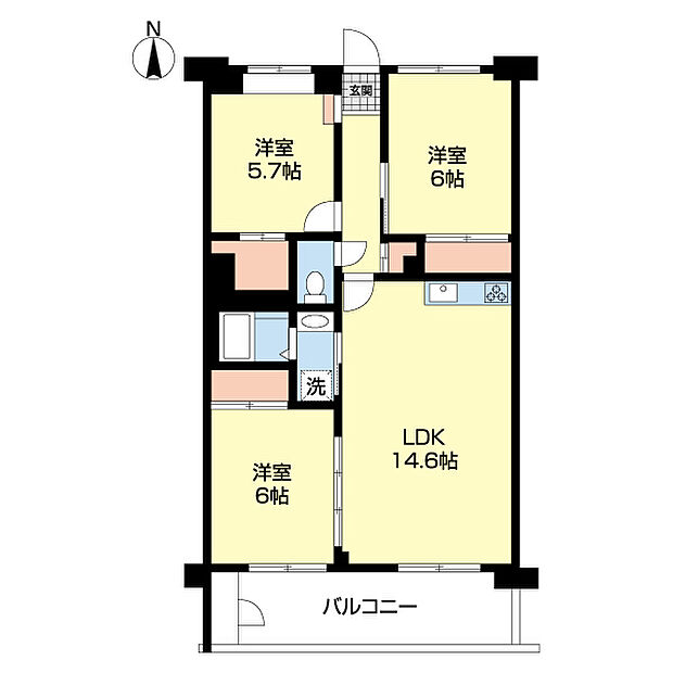 新松戸ハイツ(3LDK) 4階/0406の間取り図