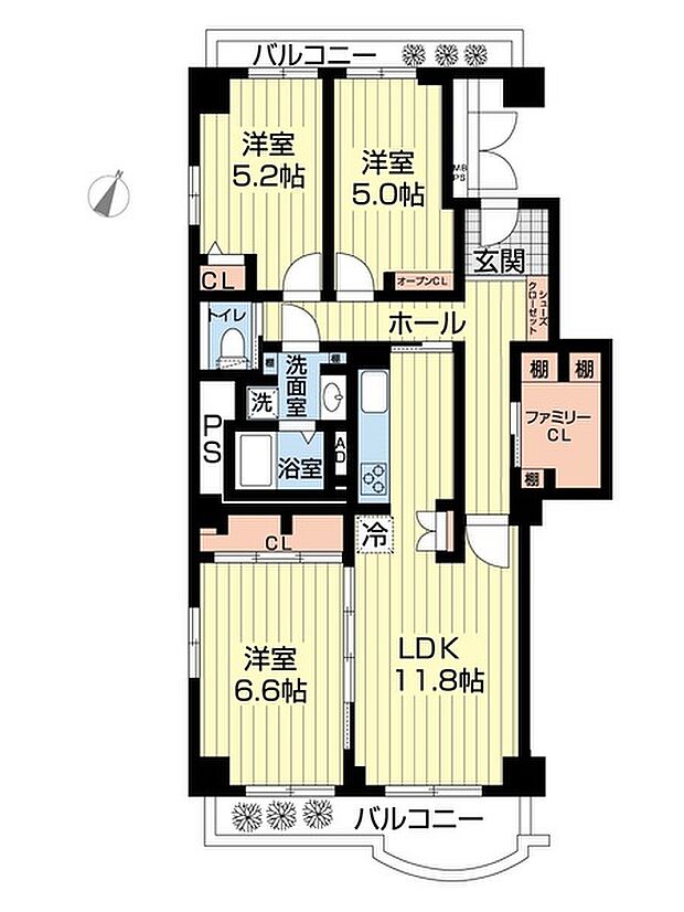 サンライトパストラル壱番街Ｃ棟(3LDK) 12階の間取り図