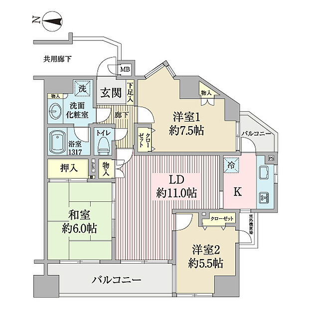 ダイアパレス湘南藤沢II(3LDK) 10階の内観