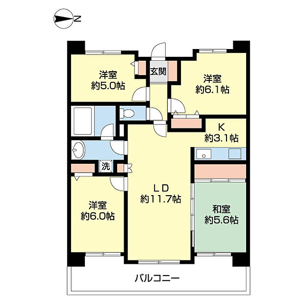 ライフレビュー川崎大師公園(4LDK) 7階の内観