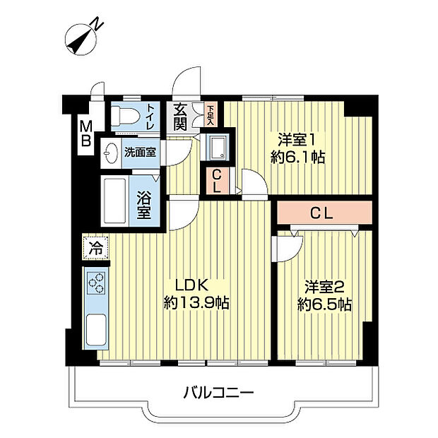 市川サニーハイツ(2LDK) 3階/0306の間取り図