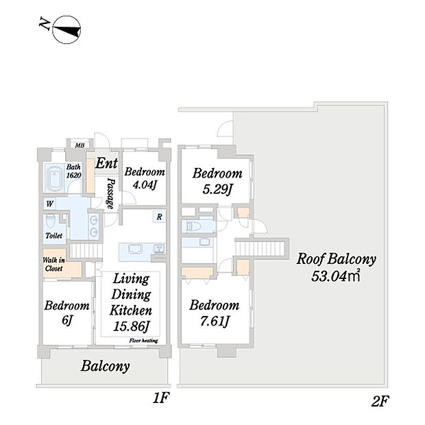 ランドステージ東大島エグゼタワー(4LDK) 15階の間取り図