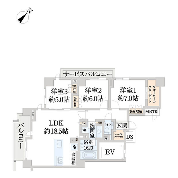 ザ・サンメゾン表参道(3LDK) 3階の間取り図