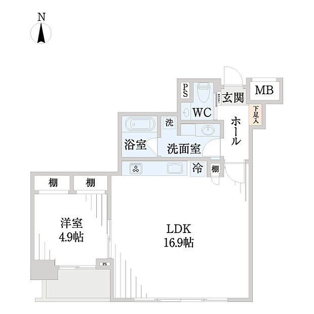 フリーディオ四谷三丁目(1LDK) 14階の間取り図