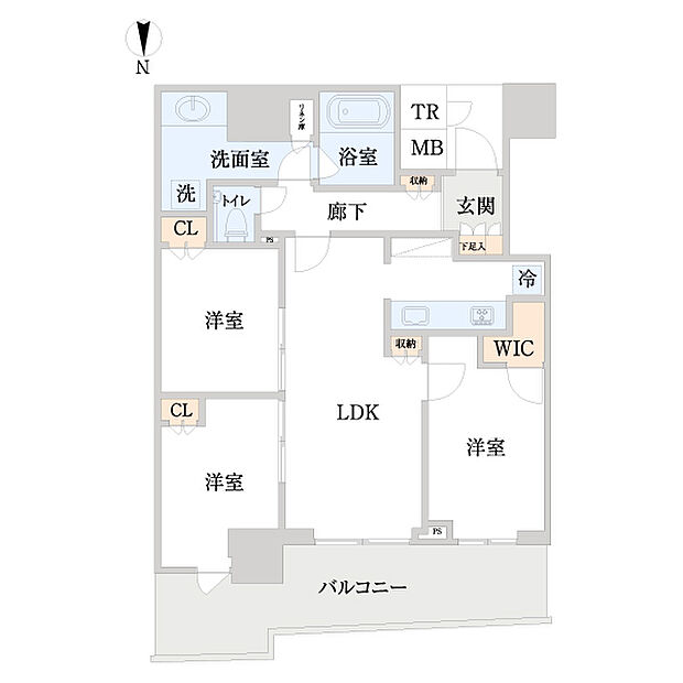 パークタワー晴海(3LDK) 35階の間取り図