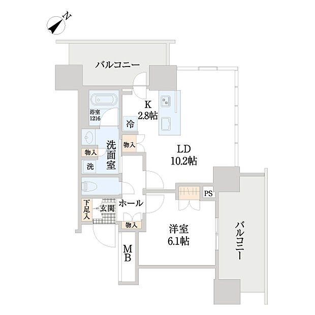 ブリリアタワー浜離宮(1LDK) 12階の間取り図