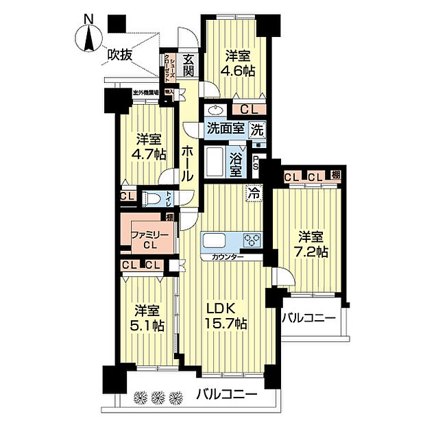 コープ野村クローバー・シティ与野四番館(4LDK) 7階/0702の間取り図