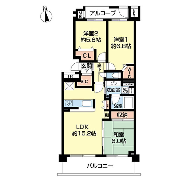 コスモ横浜本牧シーサイドテラス(3LDK) 4階の間取り図