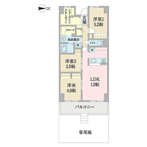 宇喜田ホームズ(3LDK) 1階/0114の間取り図
