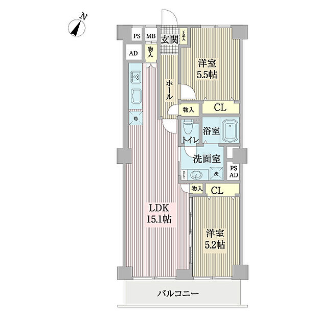 ルネ行徳(2LDK) 6階の間取り図