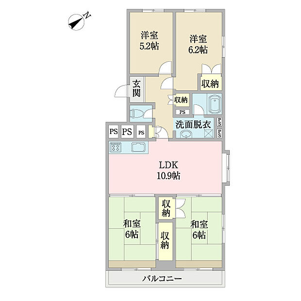 サニーハウス南行徳B棟(4LDK) 3階の間取り図