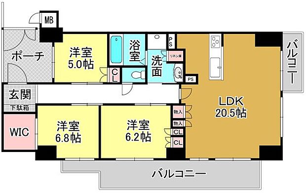 イーグルコートびわ湖大津京(4LDK) 2階の間取り図