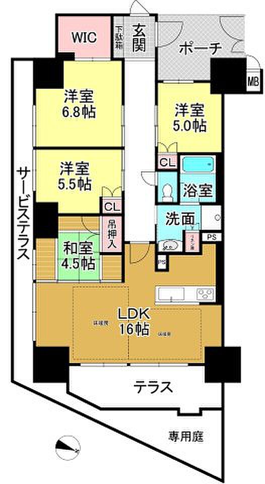 イーグルコートびわ湖大津京(4LDK) 1階の間取り図