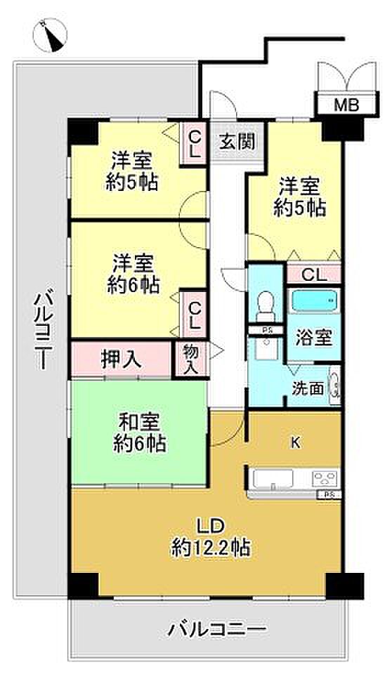 サンマンションアトレ大津堅田(3LDK) 2階の間取り図