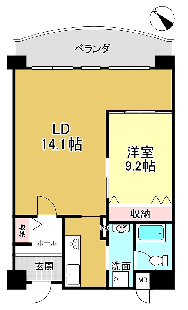 琵琶湖アーバンリゾート1番館(1LDK) 9階の内観