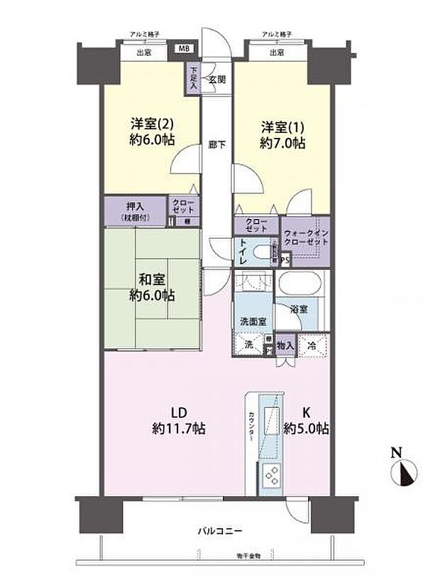クレアメゾン入間弐番館(3LDK) 12階の間取り図