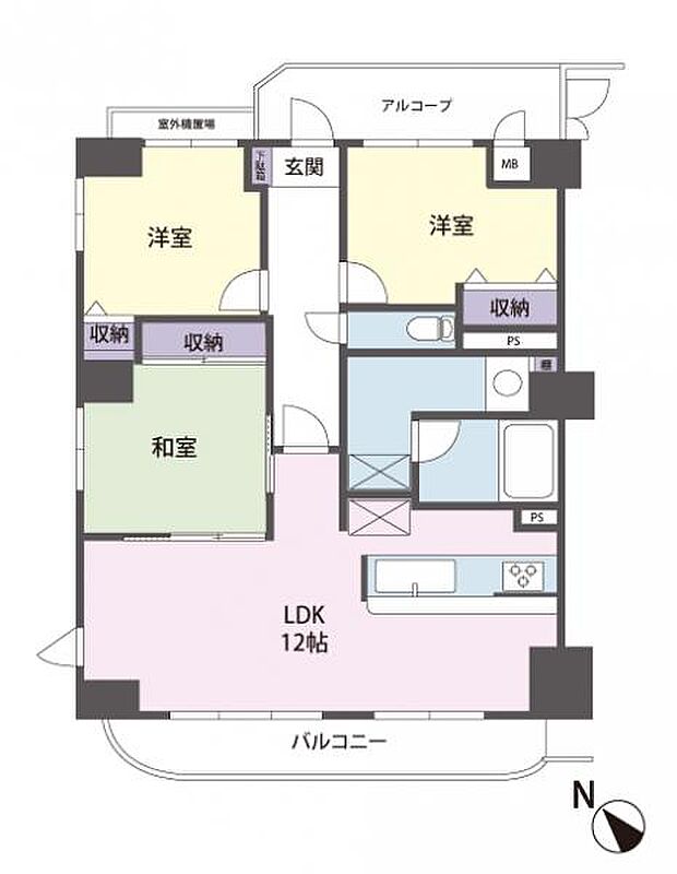 南西バルコニーに面し明るいリビング