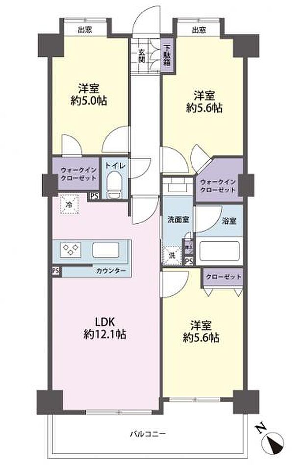 リナージュ武蔵藤沢(3LDK) 3階の間取り図