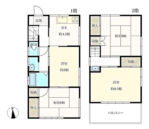 4DKです！各お部屋に窓があり通風良好♪1階2階に洗面台があり便利です