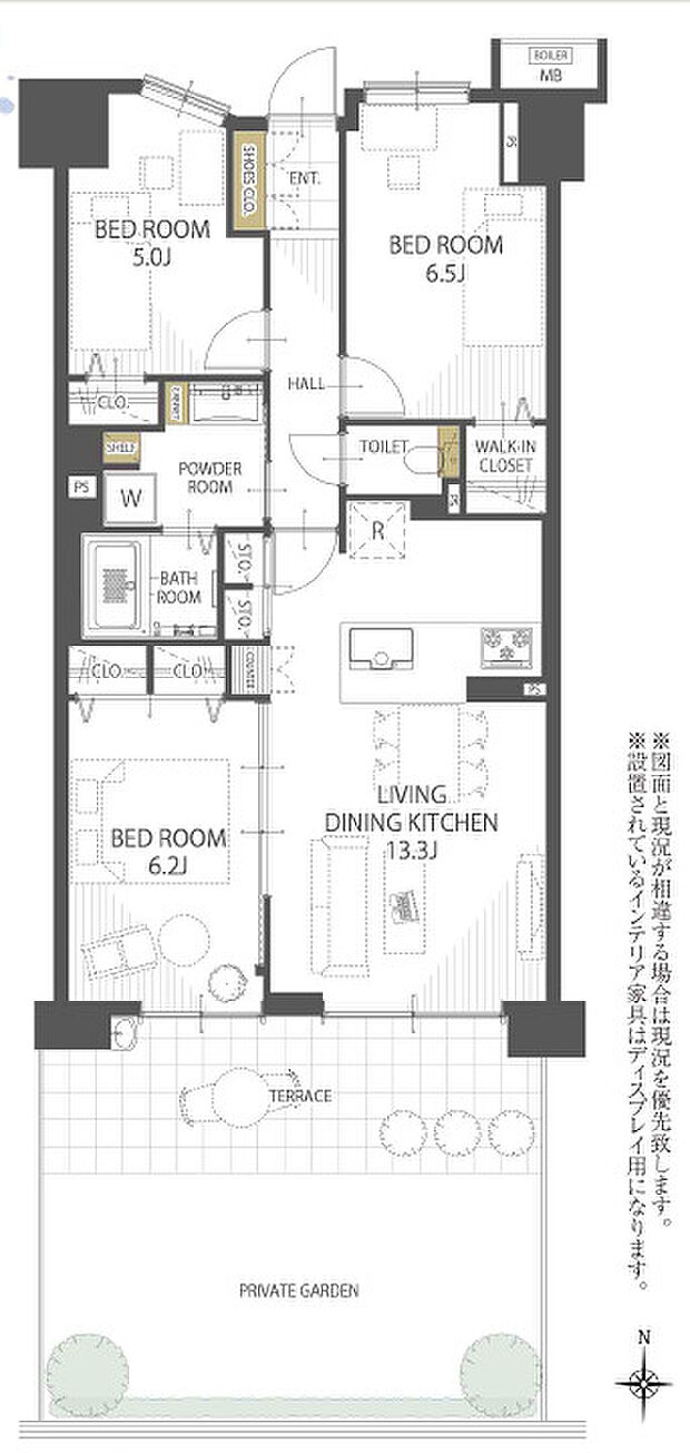 川口ティーブルー(3LDK) 1階/102の間取り図