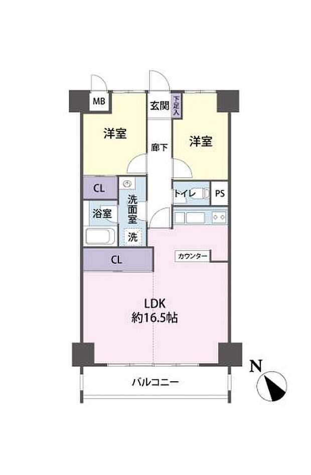 秀和川越南大塚レジデンス(2LDK) 8階の間取り図