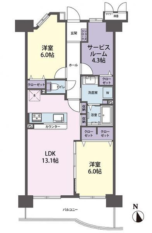 モア・ステージ川越グランデュール(2SLDK) 5階の間取り図