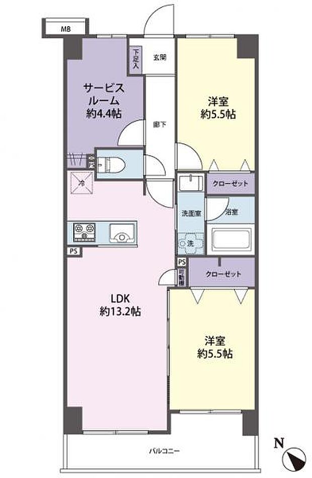 ダイアパレス川越霞ケ関(2SLDK) 10階の間取り図