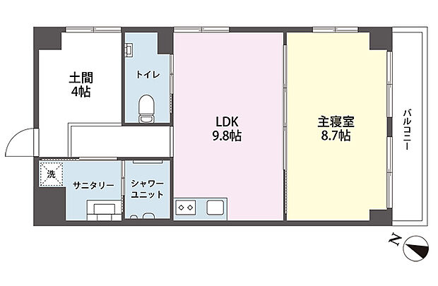 南台マンション(1LDK) 1階の間取り図