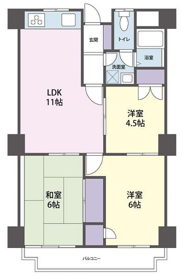 レガパレス椿峰(3LDK) 4階の間取り図