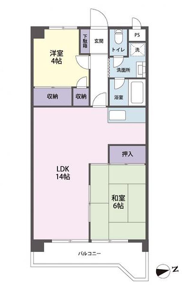クレール東所沢(2LDK) 3階の間取り図