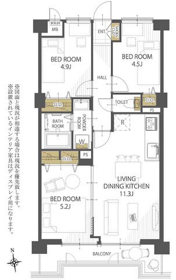 ベルハイム戸田(3LDK) 4階の間取り図