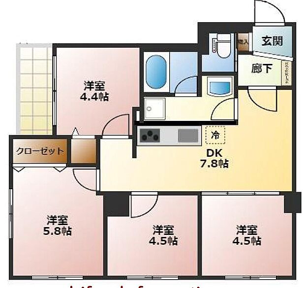 川口グレースマンション(4DK) 2階の間取り図