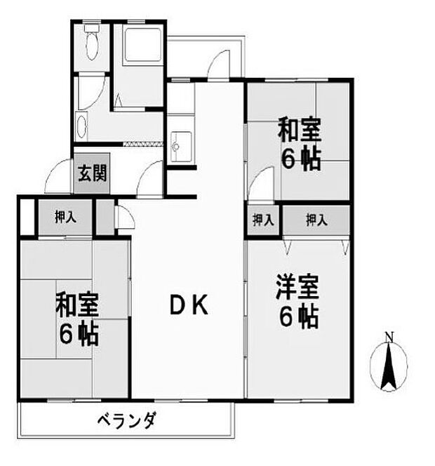 香里三井団地A10棟(3DK) 2階の内観