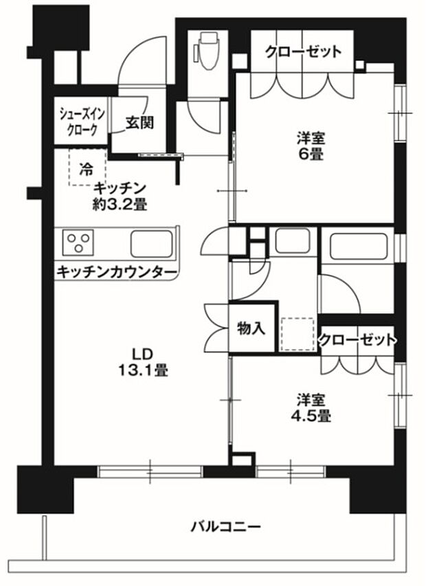 アンビシャスみずほ台(2LDK) 7階/703の間取り図