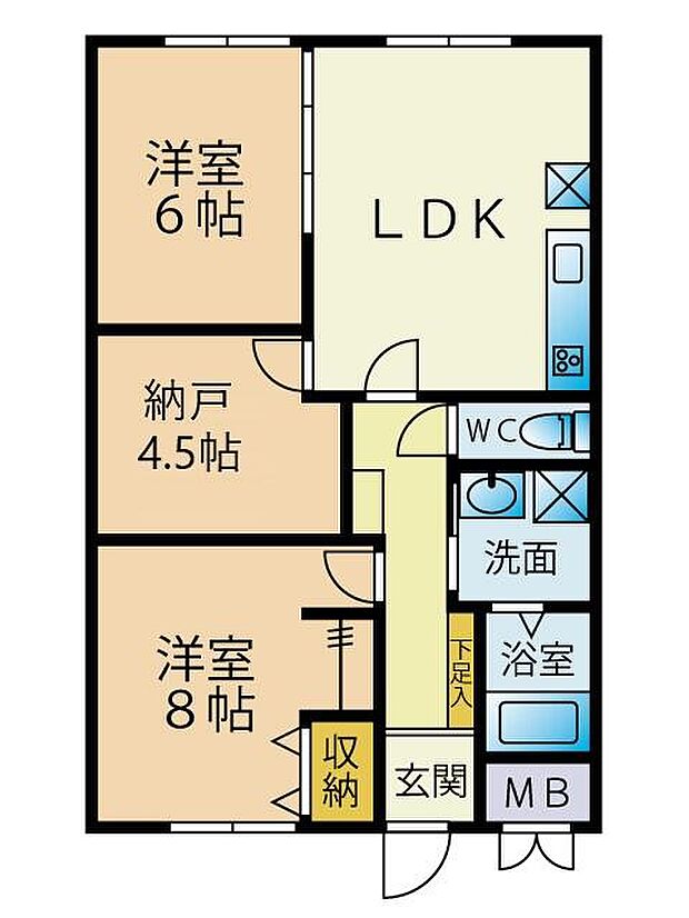 山内グリーンパレス黒崎(2SLDK) 12階の間取り図