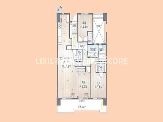 かしわ台クラルテ(3LDK) 4階の間取り図